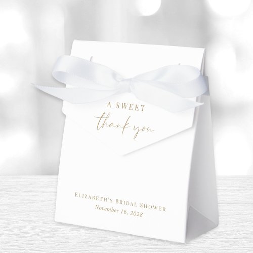 Chic Sweet Thank You White Gold Bridal Shower Favor Boxes