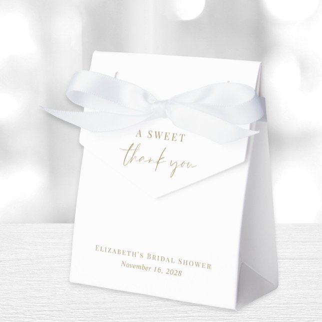 Chic Sweet Thank You White Gold Bridal Shower Favor Boxes (Creator Uploaded)