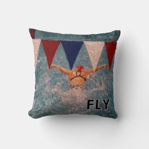 Chic Swimmers Butterfly Stroke Throw Pillow