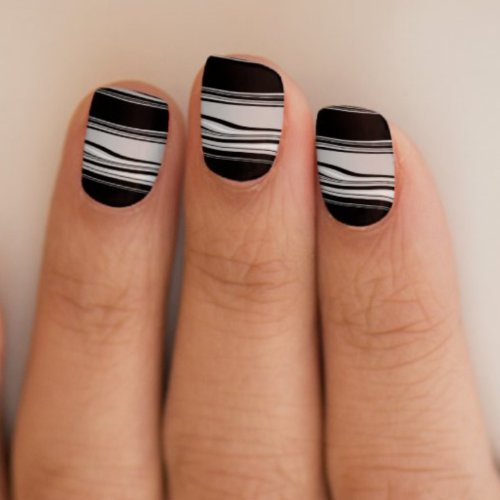 Chic Swirl Pattern Taupe Black Minx Nail Art