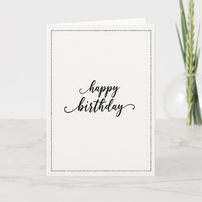 Chic Swirl Script Birthday Card (Front)