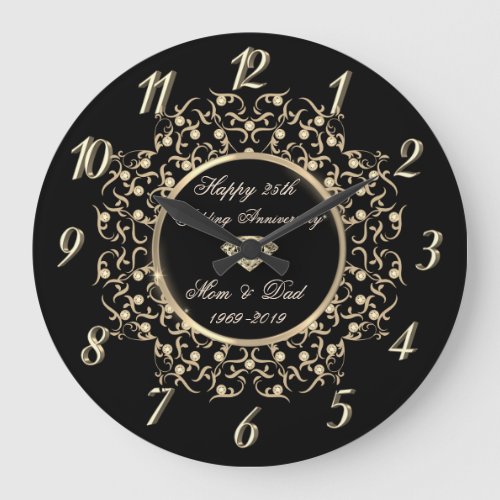 Chic Swirls 50 Wedding Anniversary Large Clock