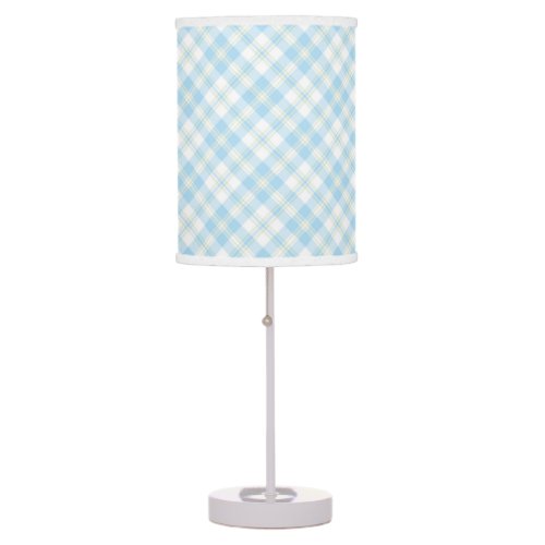 Chic Table Lamp and Shade Sky Blue White Check