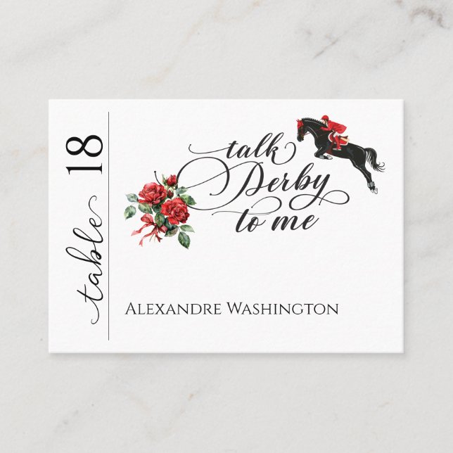Chic Talk Derby To Me Race Horse Party Equestrian Place Card (Front)