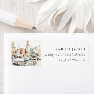 Chic Tampa Florida Skyline Watercolor Address Label