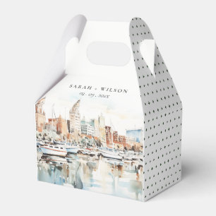Chic Tampa Florida Skyline Watercolor Wedding Favor Boxes