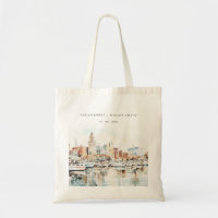 Chic Tampa Florida Skyline Watercolor Wedding