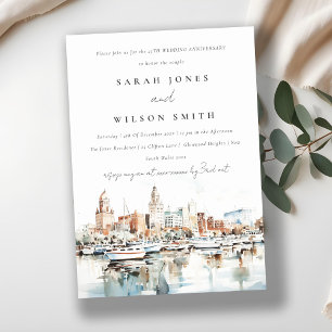Chic Tampa Florida Skyline Wedding Anniversary Invitation