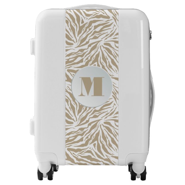 Chic Tan Animal Print Monogrammed Luggage (Front)