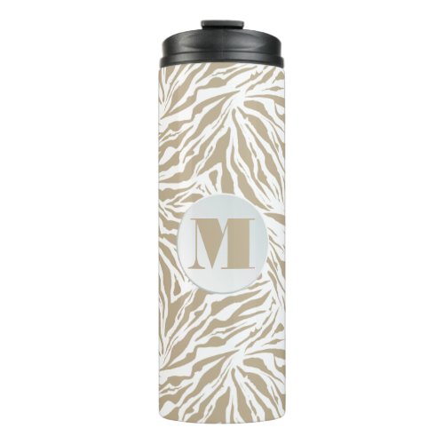 Chic Tan Animal Print Monogrammed Thermal Tumbler