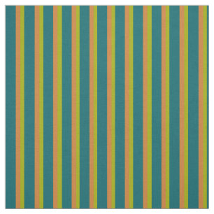 Chic Tan, Teal and Green Striped Pattern Fabric
