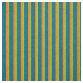 Chic Tan, Teal and Green Striped Pattern Fabric