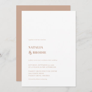 Chic Tan White Wedding Invitation
