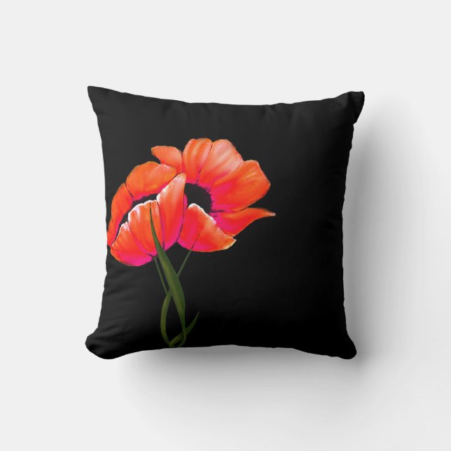 Chic Tangerine Poppy Pillow (Front)