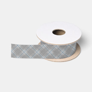 Chic Tartan Blue Gray Black Pattern Satin Ribbon