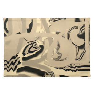 Chic Taupe and Black Art Cloth Placemats