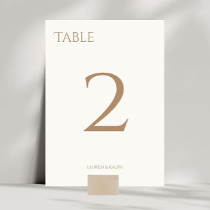 Chic Taupe and Ivory Wedding Table Number Card