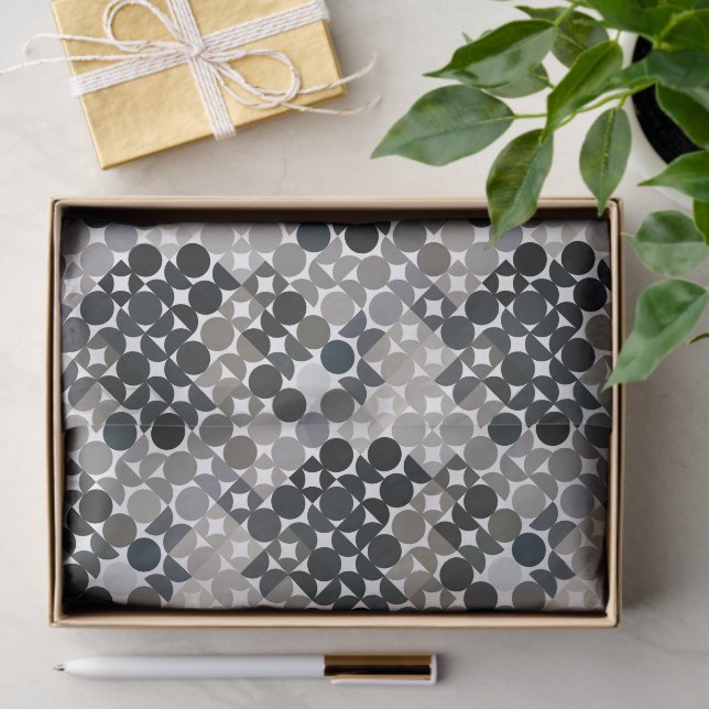 Chic Taupe Beige Gray Black Brown Circles Pattern Tissue Paper (Gift)