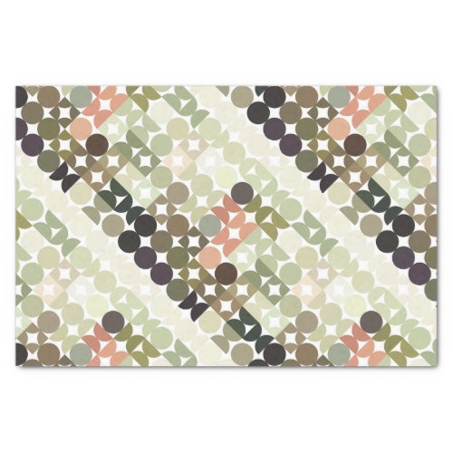 Chic Taupe Beige Light Olive Green Circles Pattern Tissue Paper