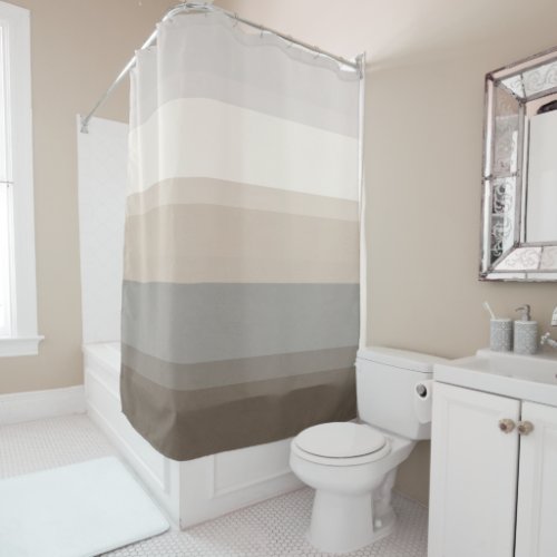 Chic Taupe Cream and Gray striped shower curtain