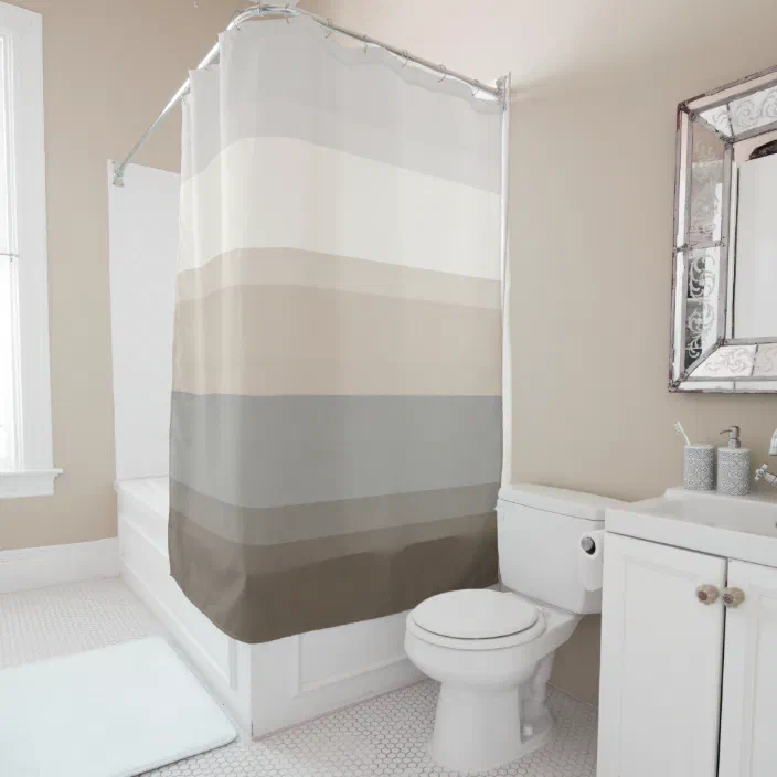 Gray Striped Shower Curtain Zazzle, Gray Cream And White Shower Curtain