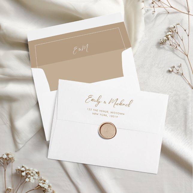Chic Taupe Elegant Calligraphy Wedding Envelope (Creator Uploaded)
