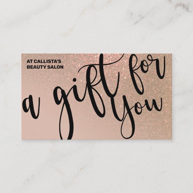 Chic Taupe Gold Glitter Gradient Gift Certificate (Front)