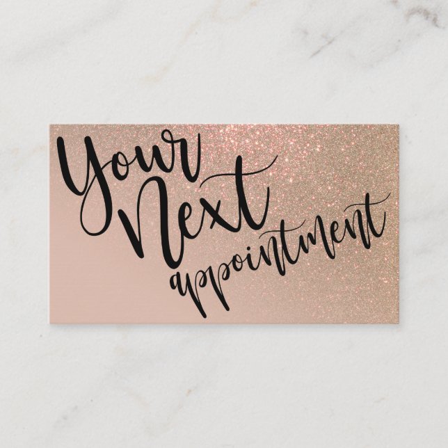 Chic Taupe Gold Glitter Gradient Typography Appointment Card (Front)