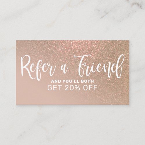 Chic Taupe Gold Glitter Gradient Typography Referral Card