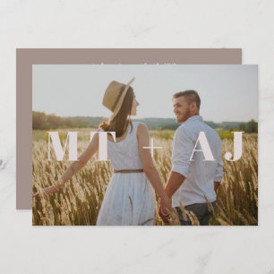 Chic Taupe Monogram Overlay Photo Save the Date