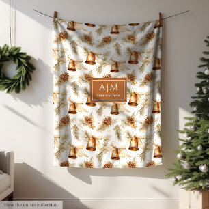 Chic taupe watercolor monogram holiday throw fleece blanket