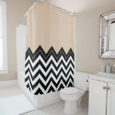 Custom Neutral Earthy Taupe Zigzag Art Stripes Shower Curtain