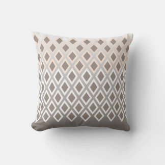 Chic Taupe & White Diamond Pattern Accent Throw Pillow