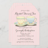 Chic Teacup Duet Bridal Shower Tea Party Invitation (Front/Back)