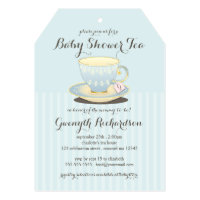 Chic Teacup in Blue Baby Shower Tea Party Card