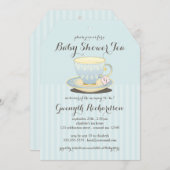 Chic Teacup in Blue Baby Shower Tea Party Invitation (Front/Back)