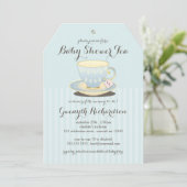 Chic Teacup in Blue Baby Shower Tea Party Invitation (Standing Front)