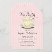 Chic Teacup on Pink Birthday Tea Party Invitation (Front/Back)