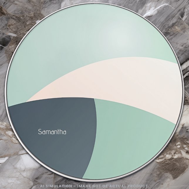 Chic Teal and Beige Classy Customizable Minimalist Wireless Charger (Creator Uploaded)