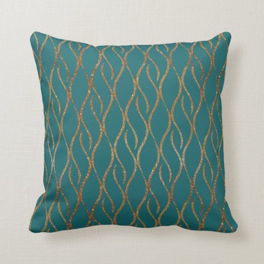 Chic Teal and Gold Modern Decorator Accent Pillow Zazzle.com