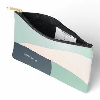 Chic Teal & Beige Classy Customizable Minimalist Accessory Pouch