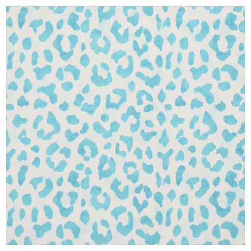 Chic Teal Blue And White Cheetah Print Pattern Fabric Zazzle Com