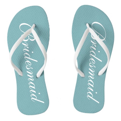 Chic teal blue bridesmaid beach wedding flip flops