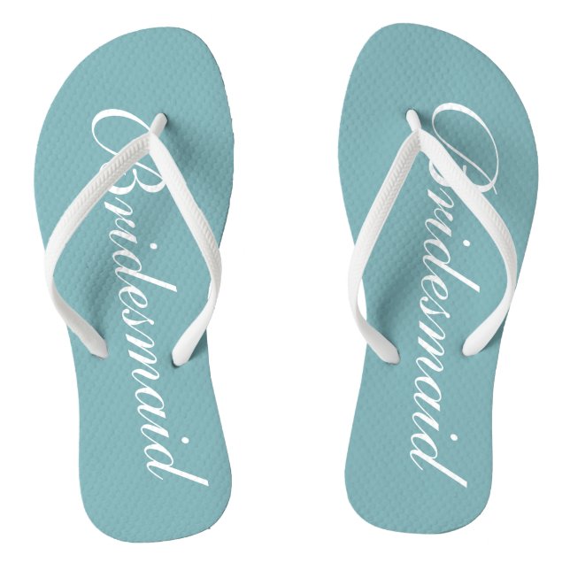 Chic teal blue bridesmaid beach wedding flip flops (Footbed)