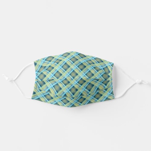 Chic Teal Blue Green Tartan Plaid Pattern Adult Cloth Face Mask