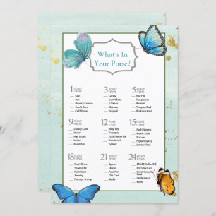 Chic Teal Blue Watercolor Butterfly Bridal Shower Invitation