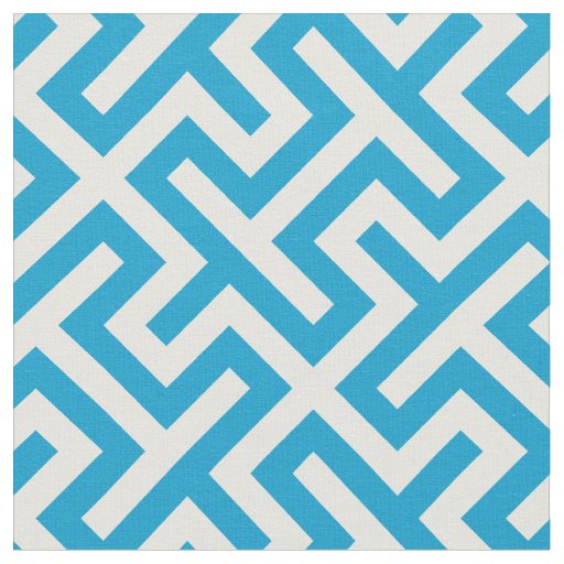 Chic teal blue white abstract geometric pattern fabric