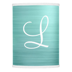 Chic Teal Brushed Metal White Monogram Lamp Shade