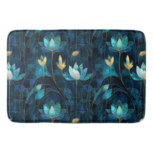 Chic teal chrysanthemum  bath mat