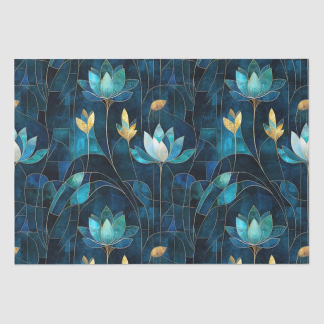 Chic teal chrysanthemum  tissue paper (Front)